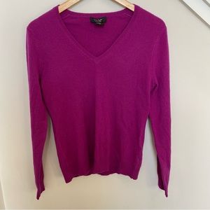 Lord & Taylor | Cashmere v-neck sweater in magenta